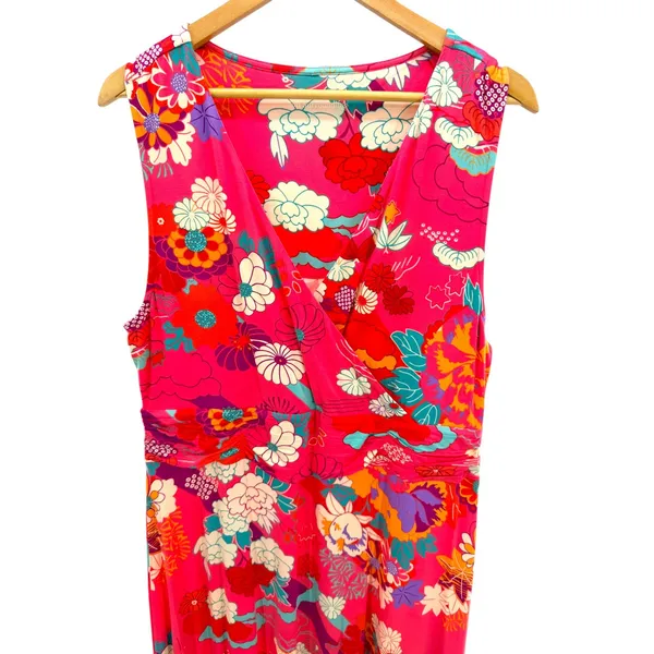 NWT Soft Surroundings Posie Dress XL Sun Kssd Coral Floral Knit Maxi 2FA74 NEW - Image 2