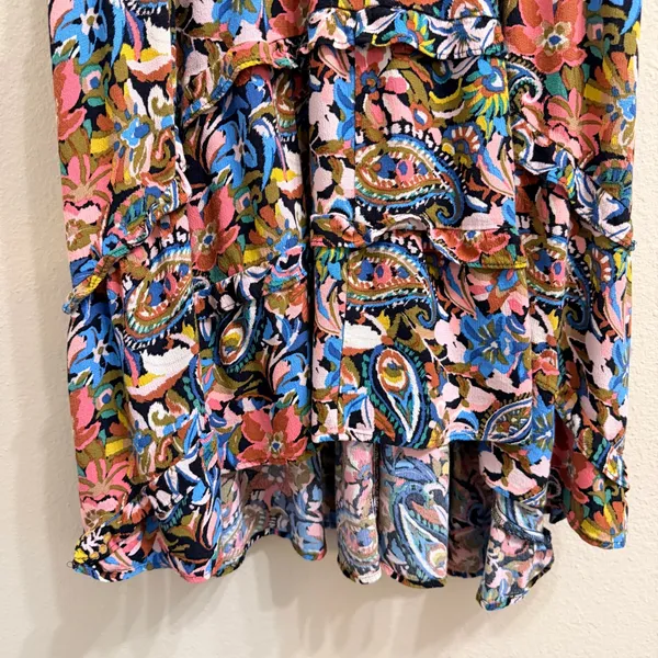Anthropologie Robin Tiered Mini Dress Women 1X Floral Paisley Multicolor Flutter - Image 8