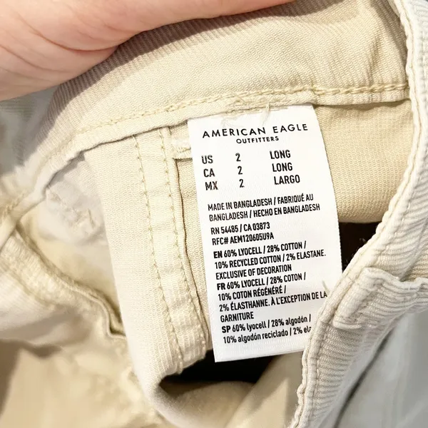 American Eagle Mid Rise Stretch Utility Stovepipe Straight Leg Pants Beige 2 L - Image 2