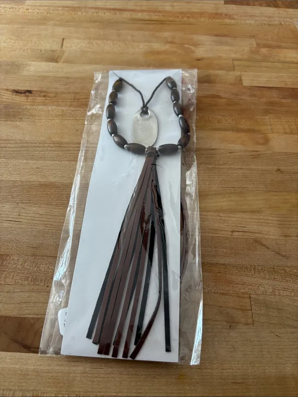 Free People Lottie Long Layer necklace Wooden Beaded Boho Nexklace - Image 4