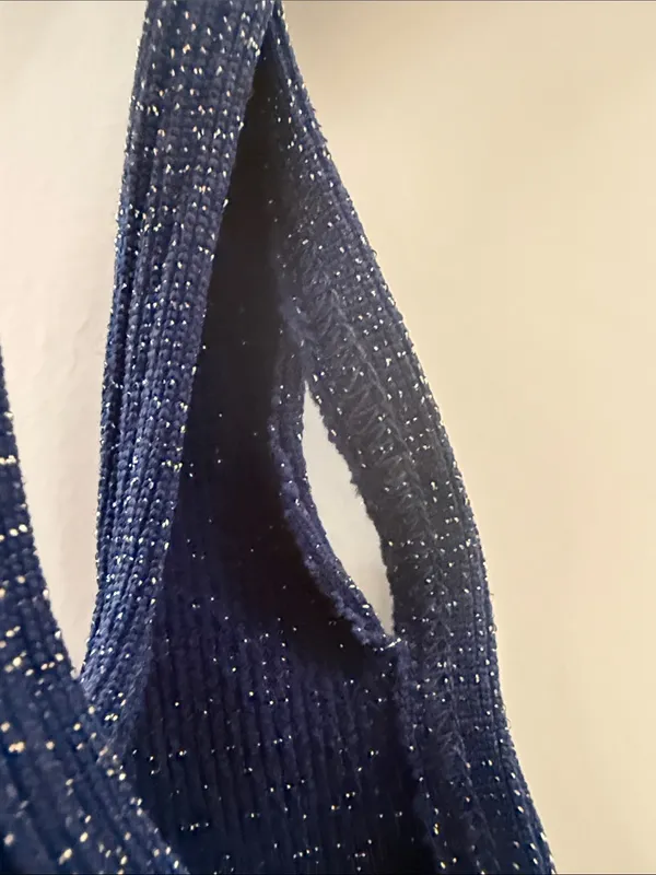 FREE PEOPLE MOVEMENT Navy XS/S Gold sparkle Ribbed Tank Top. - Image 3