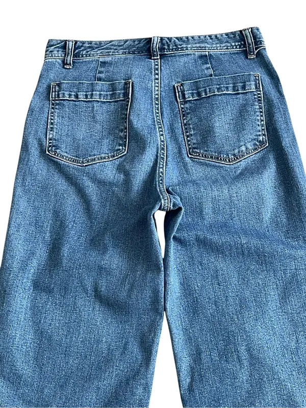 GAP Wide Leg High Rise Women's Cop Jeans Size 8 Medium Blue - Image 6