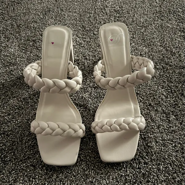 Dolce Vita Sandals Womens Size 10 Ivory Braided Slide Square Toe Block - Image 2