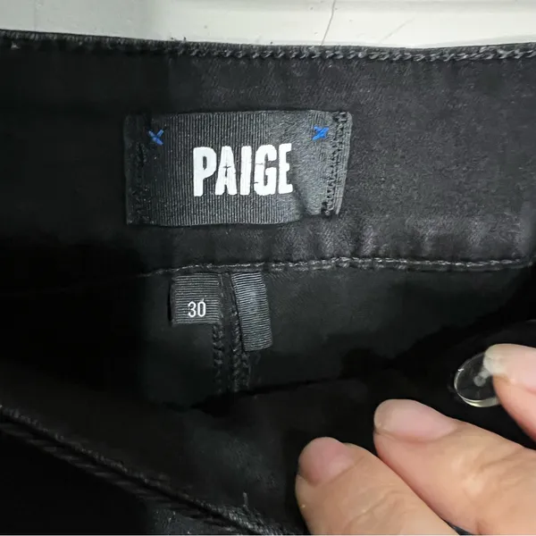 PAIGE Nellie‎ Coated Black High Rise Wide-Leg Cropped Pants - Image 7