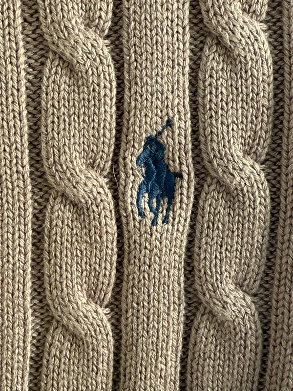 Polo by Ralph Lauren Chocolate Cable-Knit Short-Sleeve Sweater Size M - Image 3