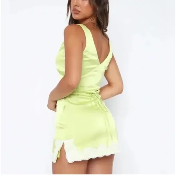 White Fox Lime Green Mini Dress - Image 3