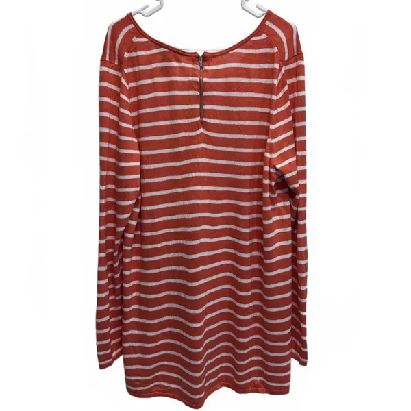 Lane Bryant Orange Striped High Low Top with Back Zipper Plus Size 18/20 - Image 2