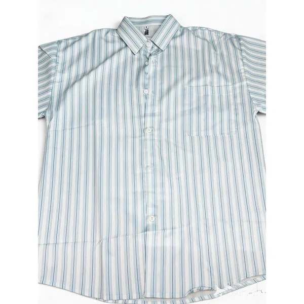 Short Sleeve Button Down‎ Women M Blue White Excellent Striped Collared Shirt - Image 5