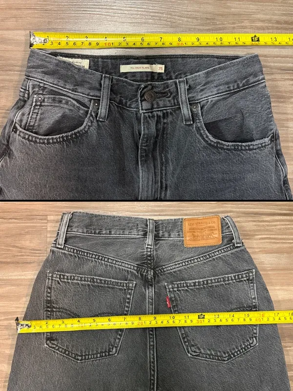 Levi’s Premium 70s High Flare Jeans Such a Doozie Black W25 L30 - Image 7