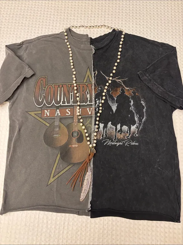 American Highway Distressed Country Graphic Short Sleeve Tee Charcoal Black Festival Concert M - Image 7