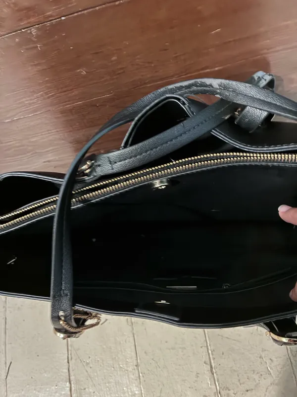 Alfani Classic Black Leather Tote Bag - Image 3