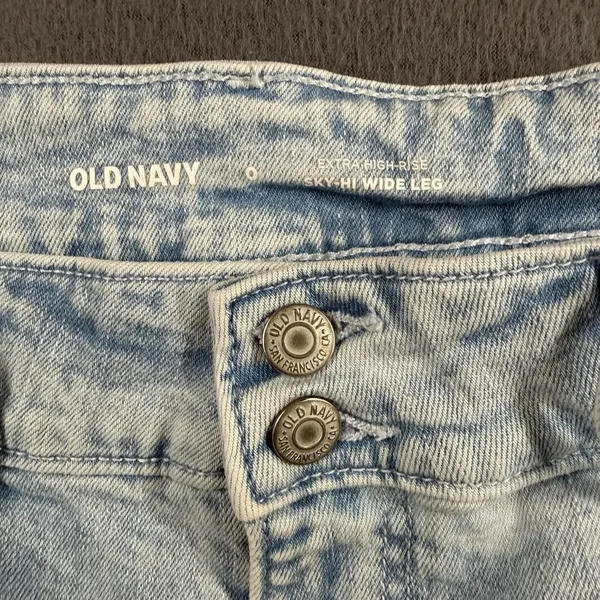 Old Navy Extra High-Rise Sky-Hi Wide Leg Jeans Womens 0 Blue Light Stretch Denim - Image 8