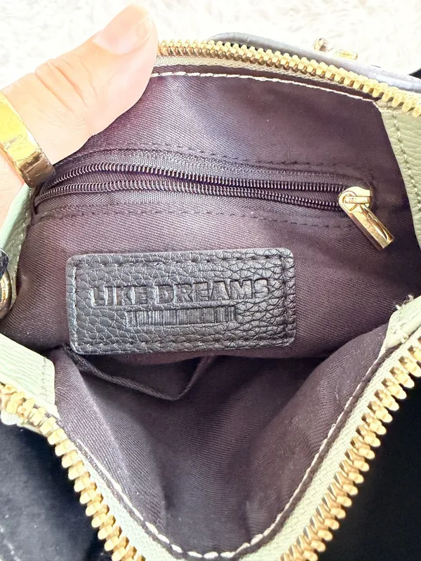 Like Dreams Sage Green and Black Faux Leather Satchel Handbag - Image 5