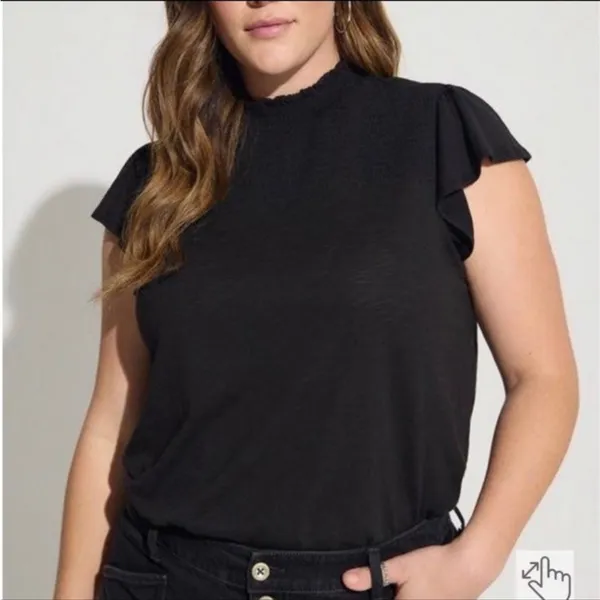 Torrid Cotton Modal Jersey Smocked Mock Neck Top size 2X - Image 2