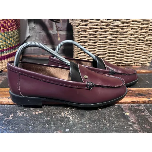 Etienne Aigner Oxblood Red Leather Loafers Dark Academia Vintage 90s Size 8 - Image 4