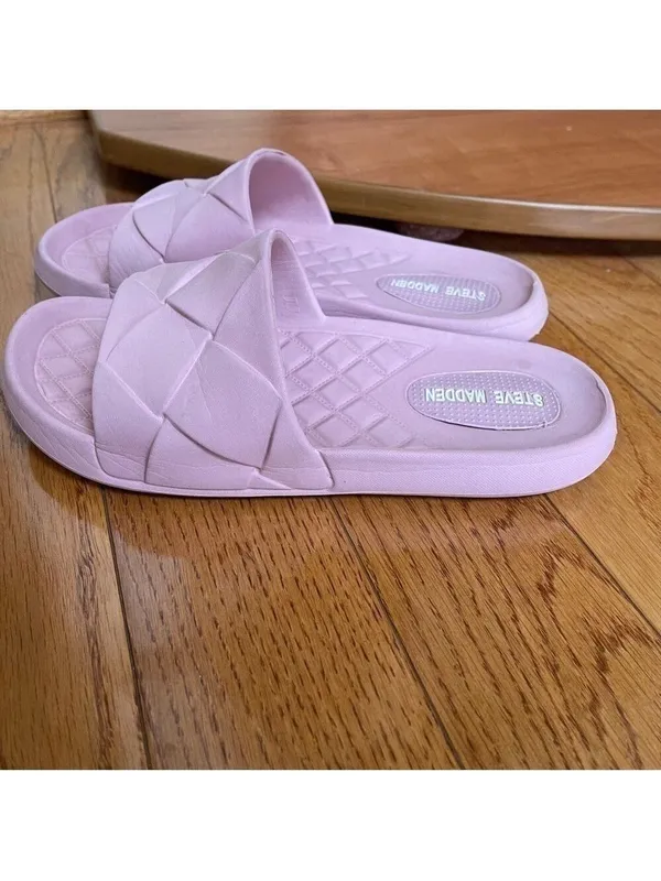 Steve Madden Womens Soulful Pink Woven Pool Slides Slip On Sandals Sz 7 - Image 7