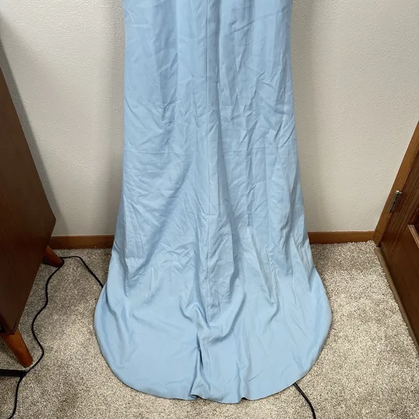 NEW Cocomelody Formal Gown Womens 2? Ice Blue Rosette Strapless Maxi Train Prom - Image 7