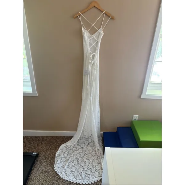 Lulus Perfectly Beloved White Lace Sleeveless Lace-Up Maxi Dress Size XS Wedding - Image 5