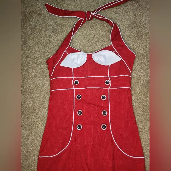 Voodoo vixen Rockabilly RED wiggle dress pin up - Image 6