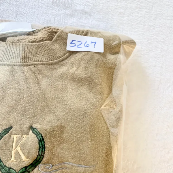 Lee Kroger Heavyweight Sweatshirt Womens Size M Tan Vintage Y2K Cotton Blend USA - Image 10