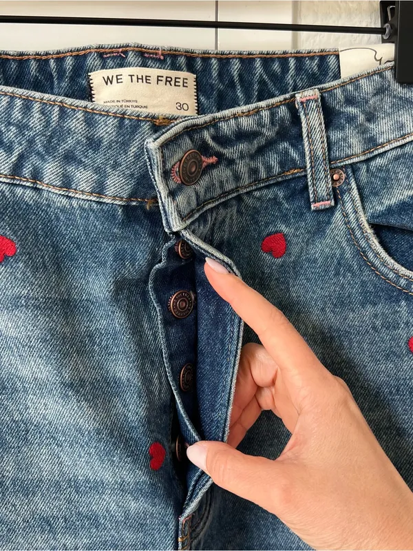 Free People We The Free Deep Trance Heart Embroidered Dropped Boyfriend Jeans - Image 5