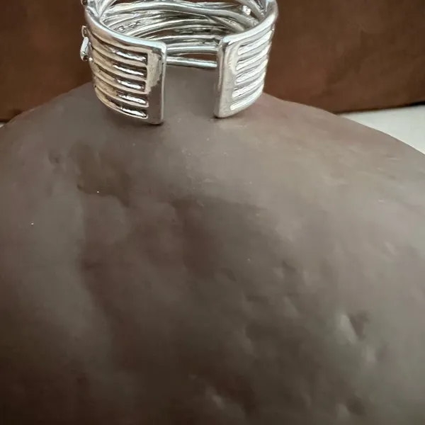 Silver metal stacked wired layer ring - Image 5