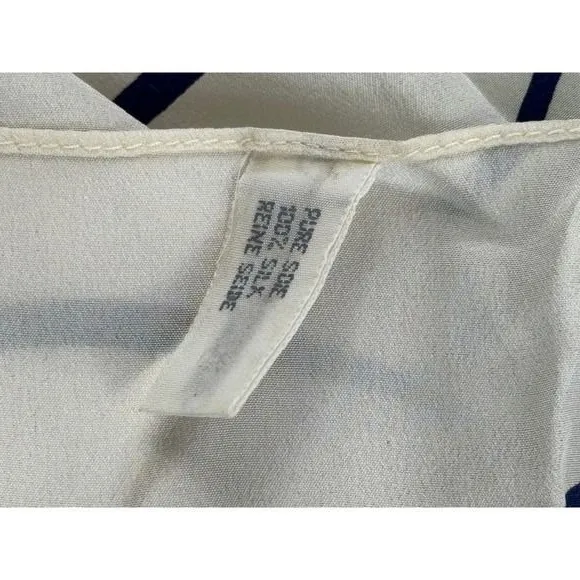 Christian Dior Vintage Silk Scarf Red Rose Navy Wavy Stripe Cream Made in France - Image 11