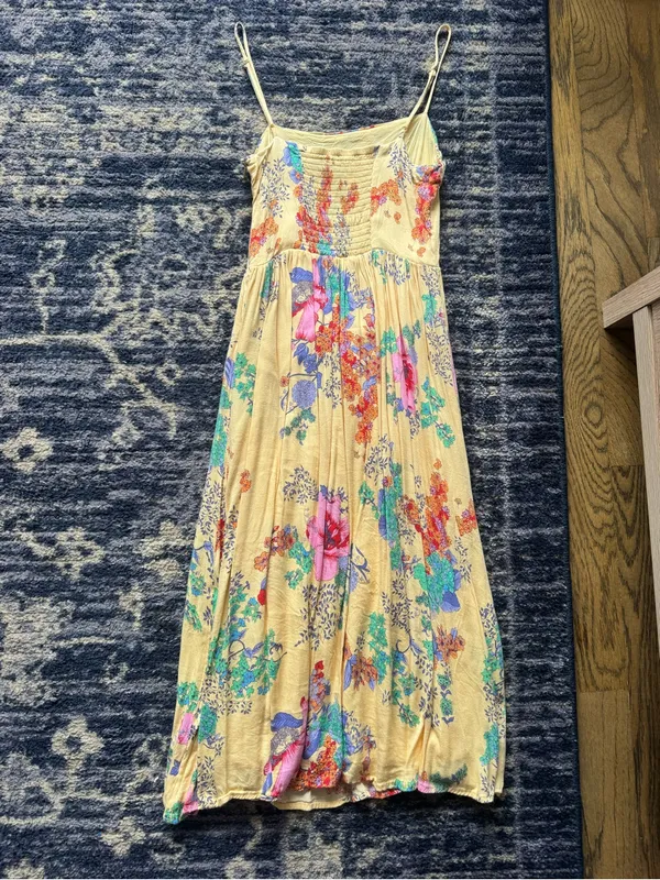 Urban Outfitters Yellow Floral Midi Dress with Multicolor Print - Image 2