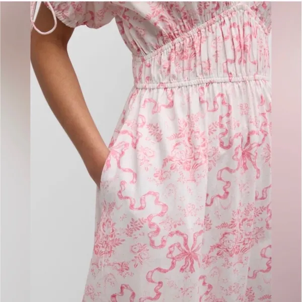 LoveShackFancy‎ Mastey Bow Print Empire Waist Maxi Dress L Easter Cottagecore - Image 3