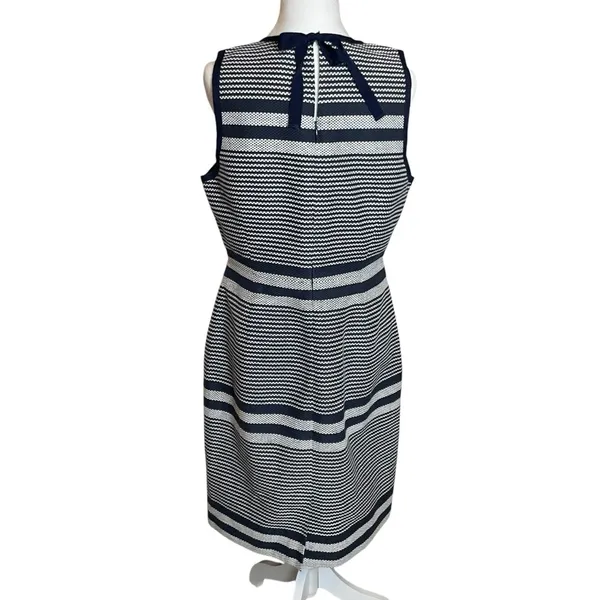 NWOT J Crew Sheath Dress Navy White Stripe Tweed‎ Indigo Size 12 Career Nautical - Image 4