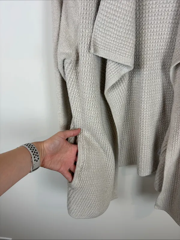 Barefoot Dreams CozyChic Lite Coastal Cardi Sweater Bisque Tan Women’s Large - Image 6