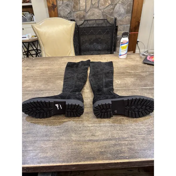 Tory Burch Black Suede Logo Miller Over the Knee Tall Logo Boot Shoes Size 7.5 - Image 5