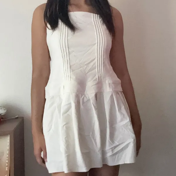 Wild Fable White‎ Pintuck Drop Waist Mini Dress Sleeveless Size L NEW - Image 2