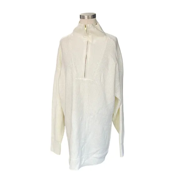 Lane Bryant Half-Zip Mock-Neck Ribbed Sweater NEW Size 14/16 Ivory pullover - Image 3
