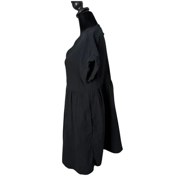 Universal Thread Cotton Gauze Babydoll Dress Womens XS Black BOHO Minimalist - Image 4