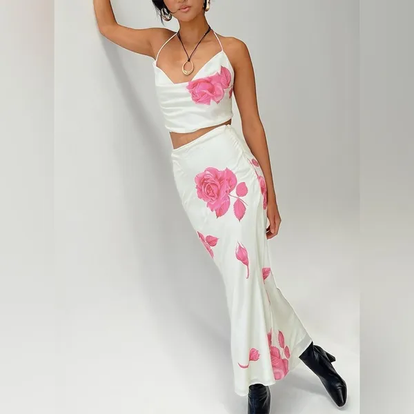NWT Princess Polly Karalle Skirt Set Cream / Pink Size 12 - Image 3
