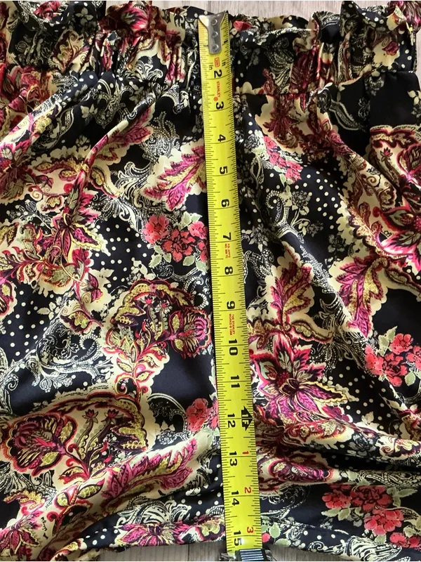 Free people goddess lounge pants size s satin x-wide leg floral paisley print - Image 8