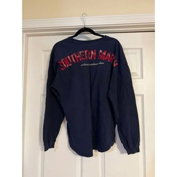 Southern Marsh Navy Blue‎ Long Sleeve Men's T Shirt Size Medium EUC - Image 2