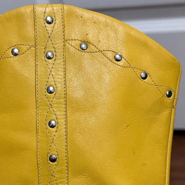 Vintage Dingo Yellow Leather Studded Cowboy Boots Retro Western Cowgirl Retro - Image 11