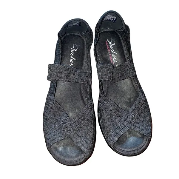 Skechers Walking Platform Slip on Mary Jane Open Toe Shoes Black size 8.5 - Image 3
