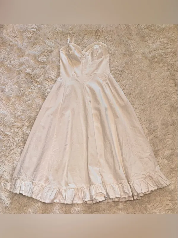 NEW Free People Another Season Midi white Dress sz L - Image 5