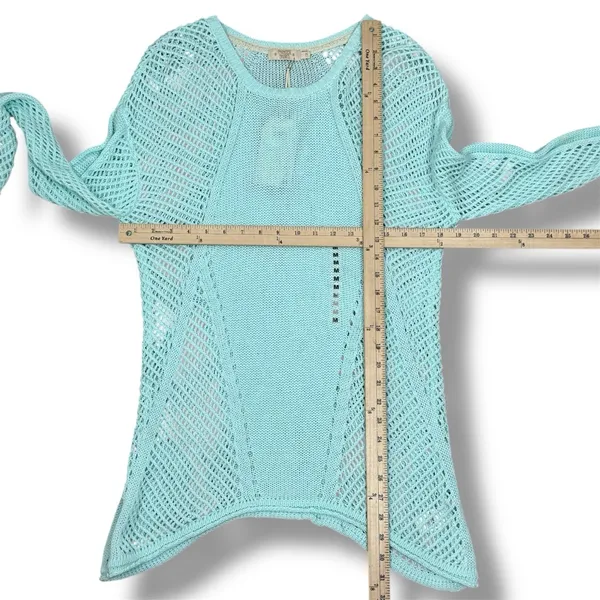 Paradise Shores Open Knit Mesh‎ Beach Sweater Swim Cover Aqua Green Medium - Image 11