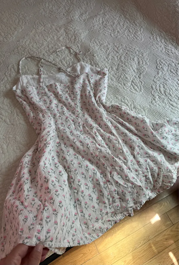 Flowing mini cotton sundress Pink - Image 6