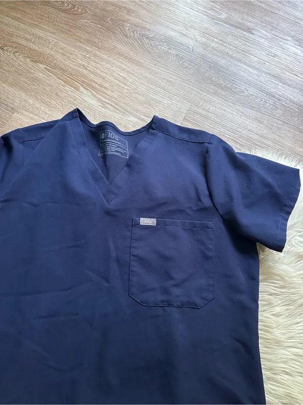 FIGS Catarina Scrub Top In Navy Blue - Image 6