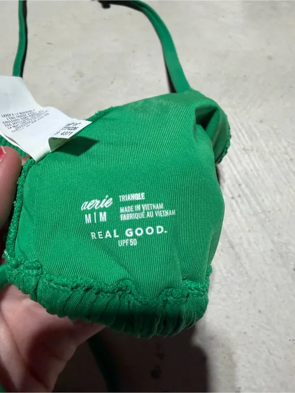 Aerie Green Textured Triangle Bikini Top medium - Image 8