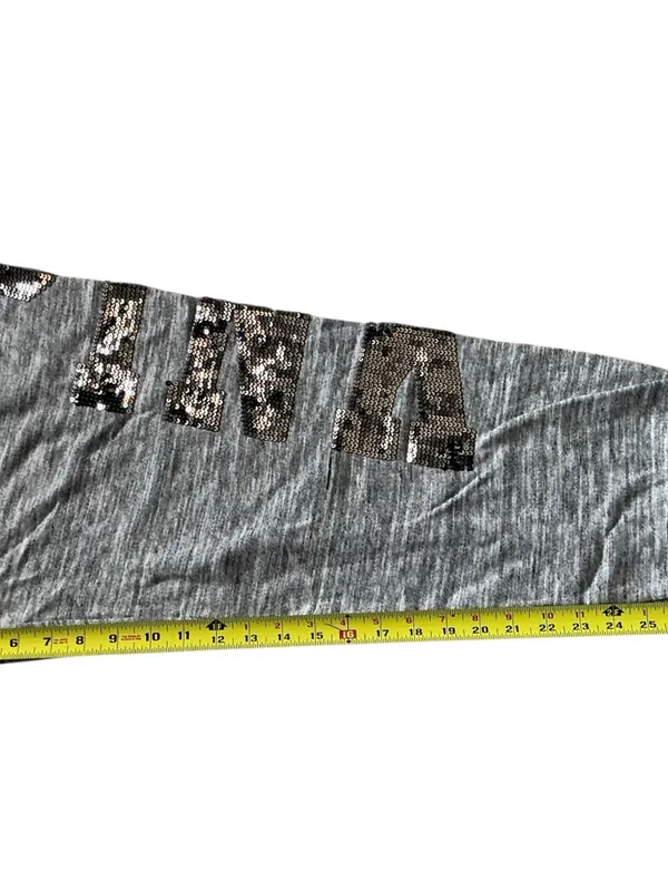 Victoria’s Secret PINK flip sequins bling marked gray campus joggers pants Sz M - Image 3