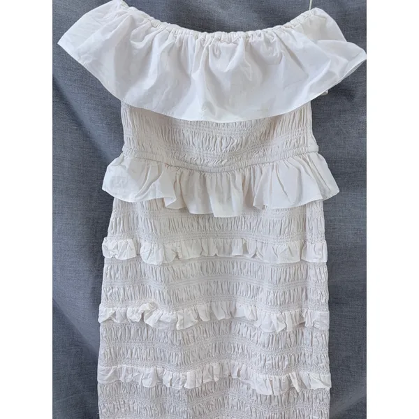Cleobella Cream Smocked Midi Dress Sleeveless Ruffle‎ S Romantic - Image 5