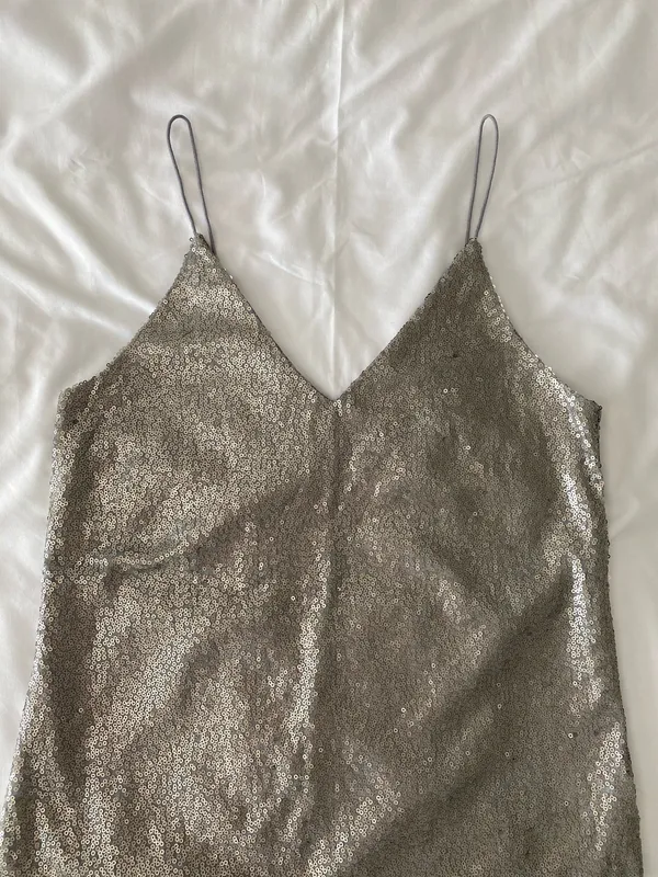 Silver Metallic Sequin Tank Top - Image 2