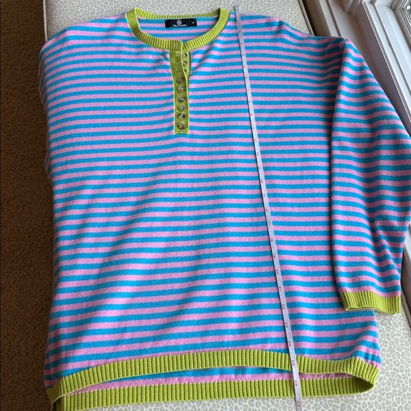 Lillusory Turquoise & Pink Henley Sweater with Green Accents size L - Image 8