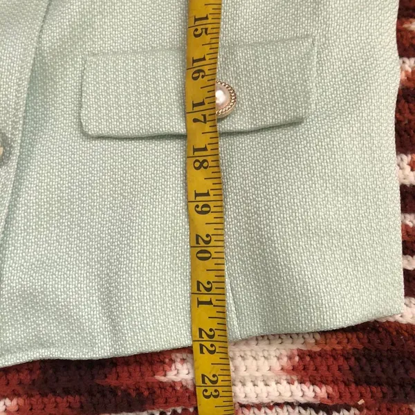 NWT JM Studio John Meyer Light Green Tweed Blazer Jacket Pearl Gold Button Women M $138 - Image 7